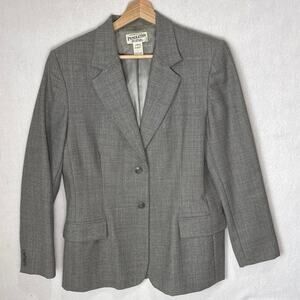 PENDLETON Women's Size 12 Gray 100% Virgin Wool One Button Blazer